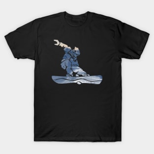 Cool Snowboarder Outline with Winter Mountains T-Shirt